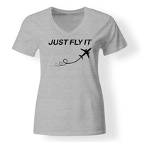 Thumbnail for Just Fly It Designed V-Neck T-Shirts