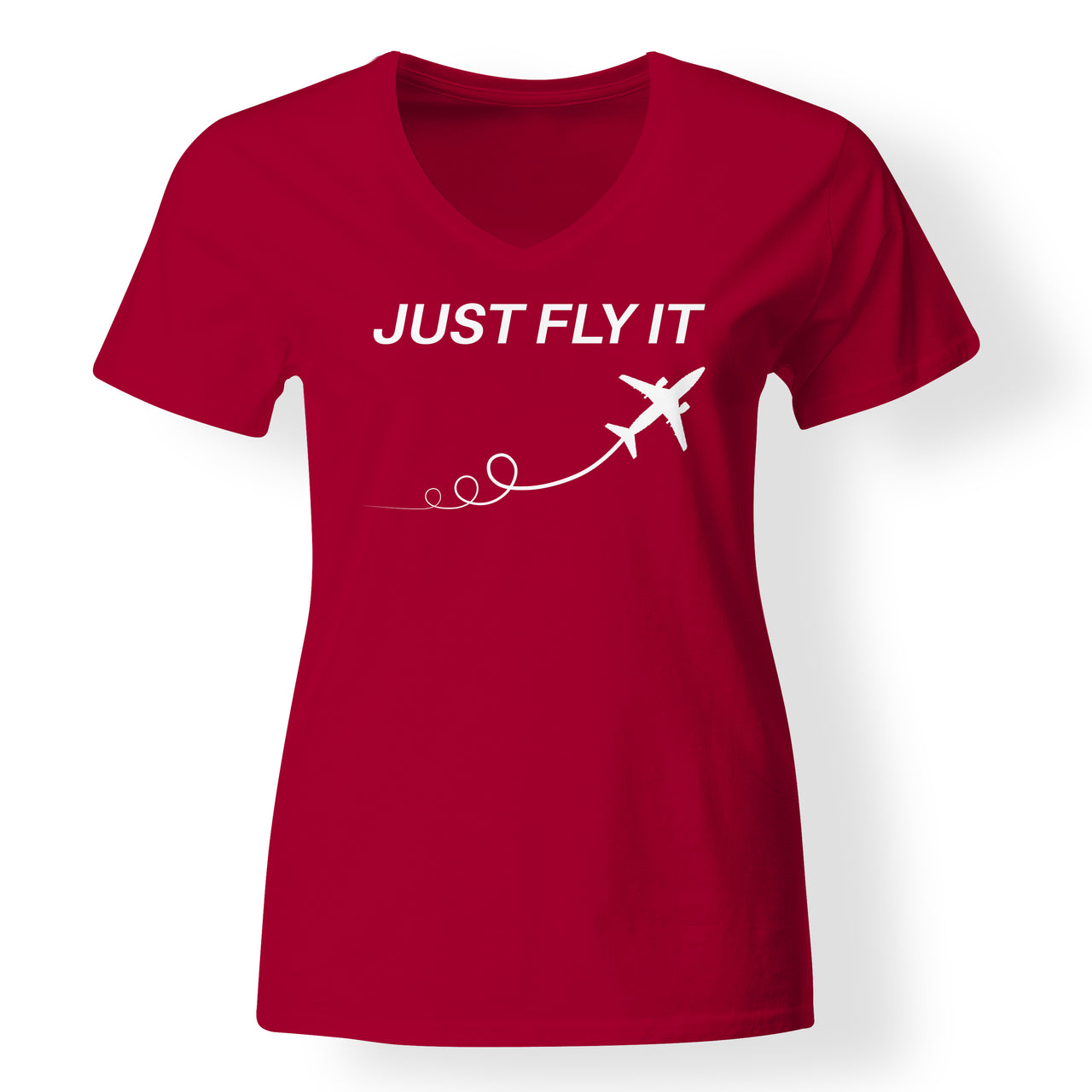 Just Fly It Designed V-Neck T-Shirts