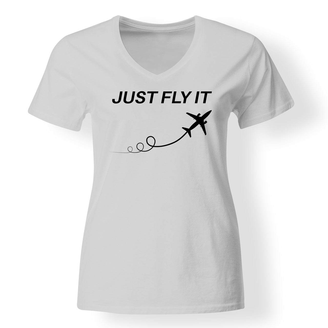 Just Fly It Designed V-Neck T-Shirts