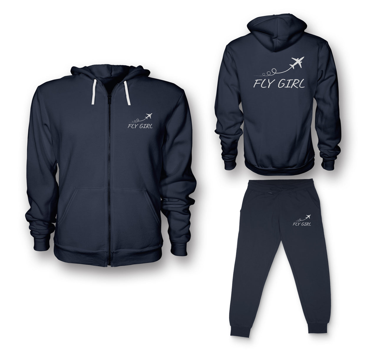 Just Fly It & Fly Girl Designed Zipped Hoodies & Sweatpants Set