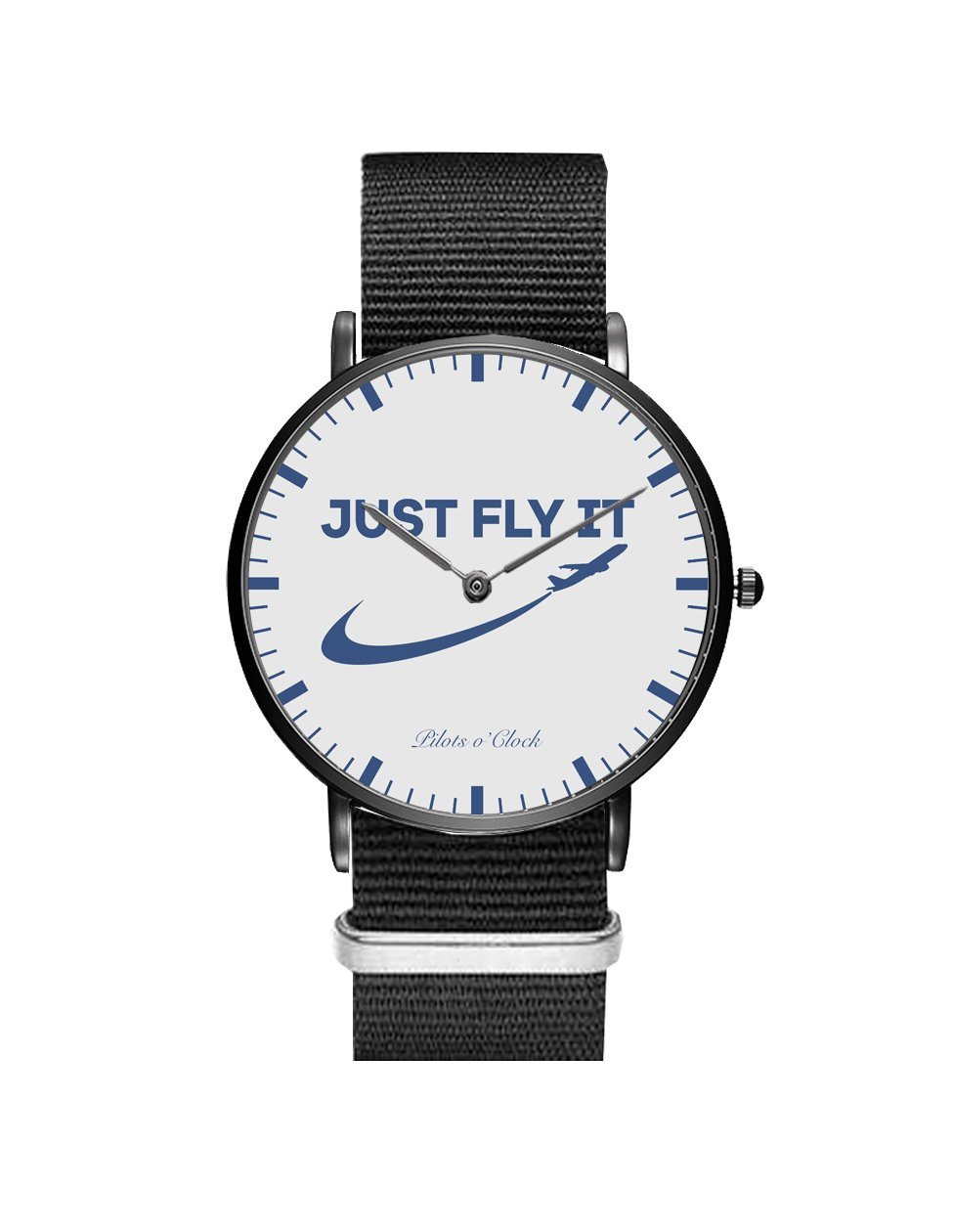 Just Fly It 2 Leather Strap Watches Pilot Eyes Store Black & Black Nylon Strap 