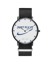 Thumbnail for Just Fly It 2 Leather Strap Watches Pilot Eyes Store Black & Black Nylon Strap 