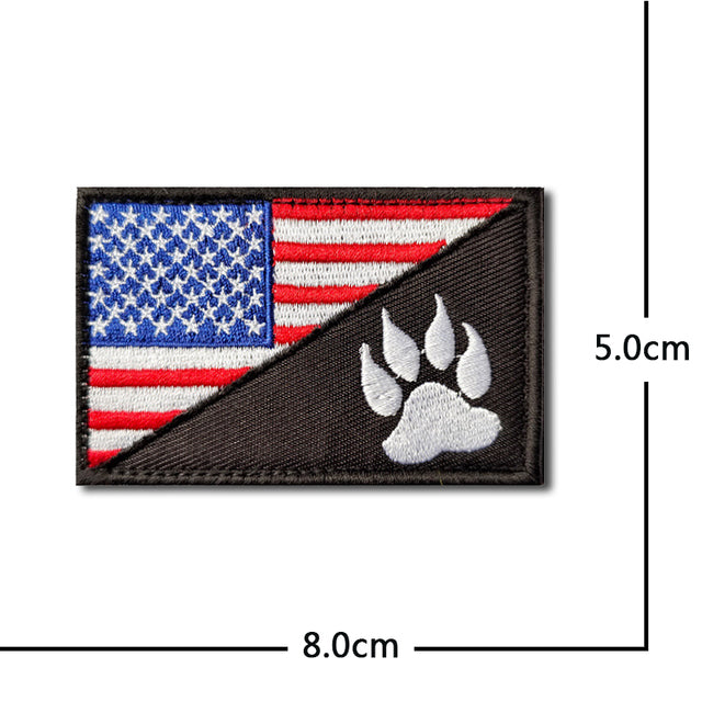 American Flag Dog Paw Designed Embroidery Patch