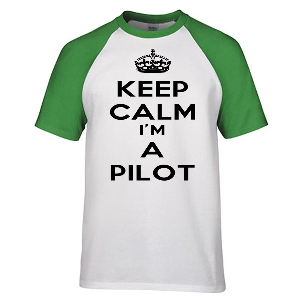 Keep Calm I'm a Pilot Designed Raglan T-Shirts