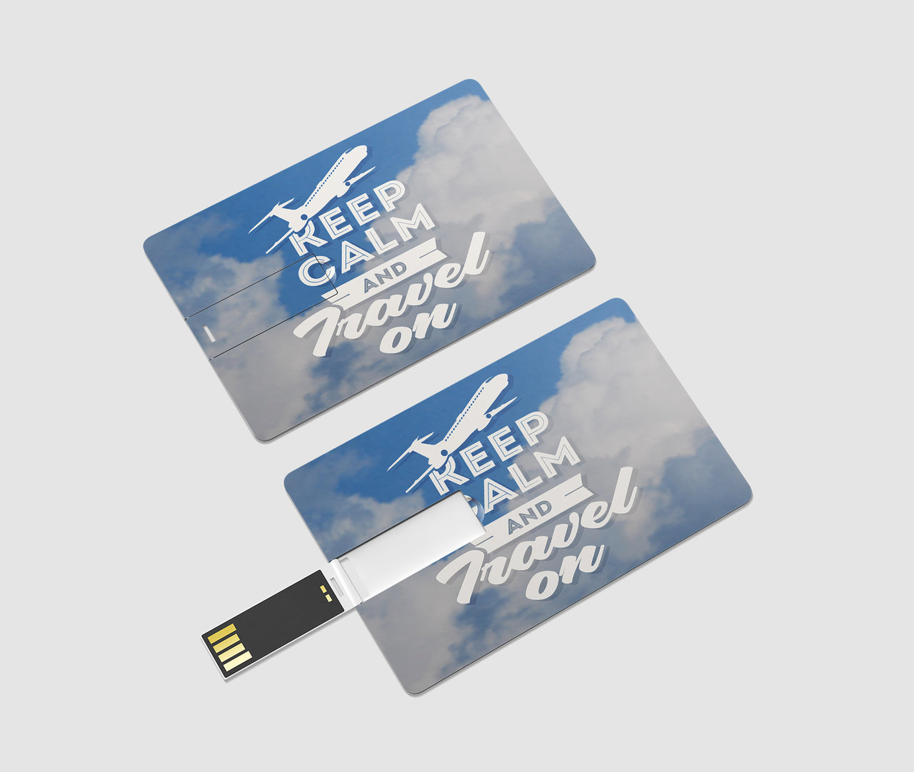 Keep Calm and Travel On Designed USB Cards