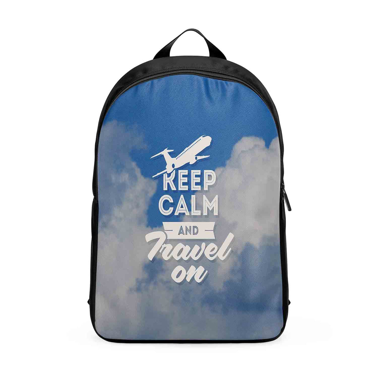 Keep Calm and Travel On Designed Backpacks