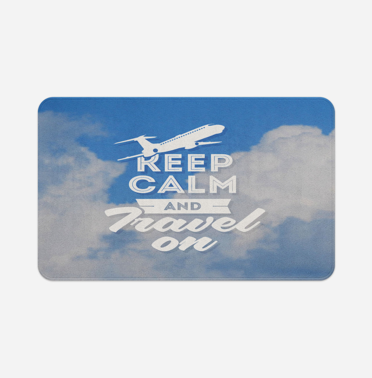 Keep Calm and Travel On Designed Bath Mats