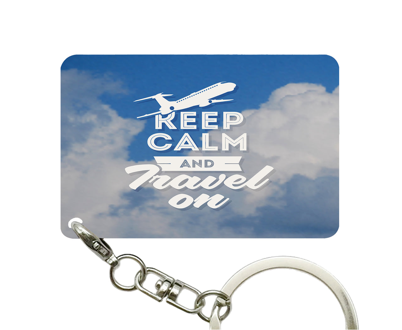 Keep Calm and Travel On Designed Key Chains