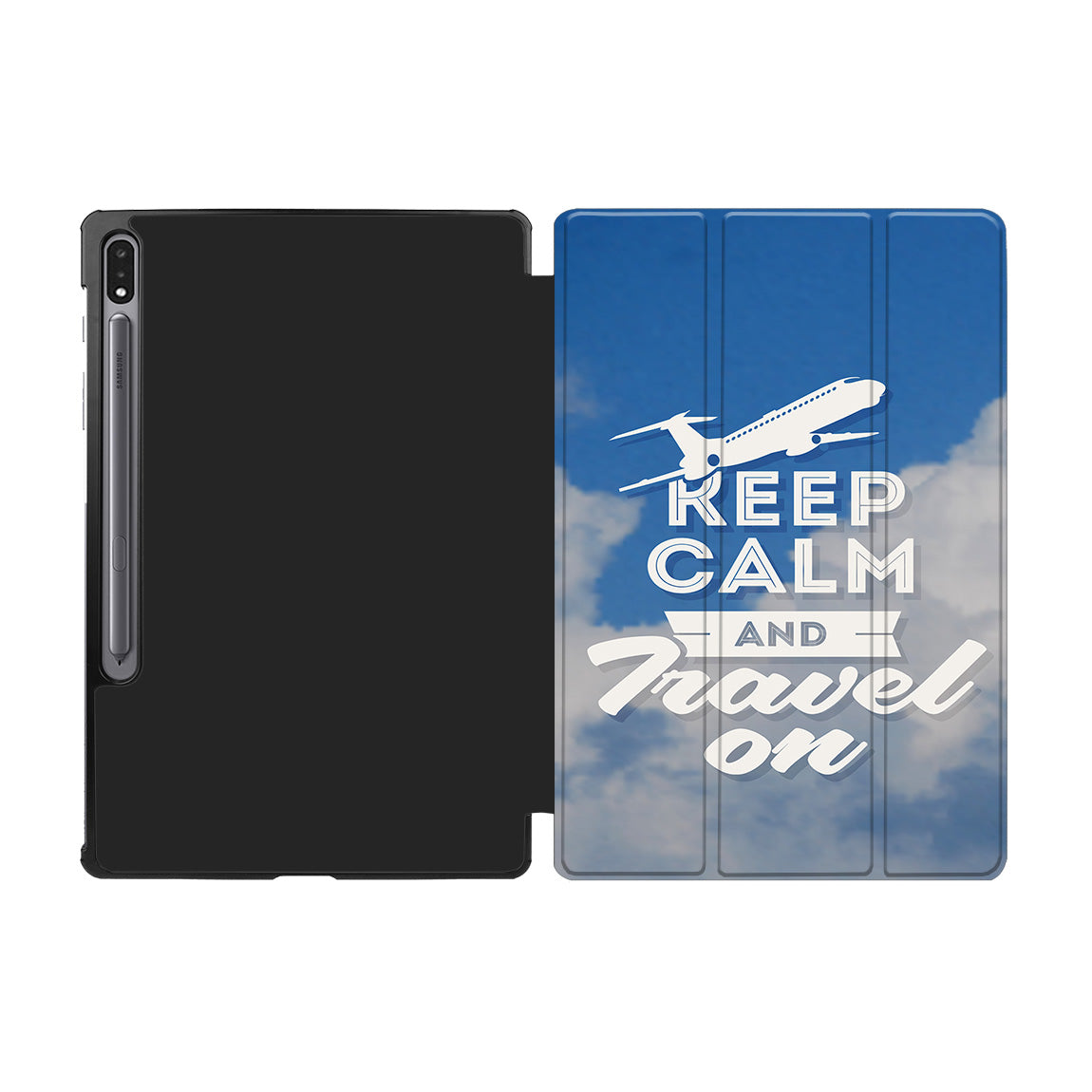 Keep Calm and Travel On Designed Samsung Tablet Cases