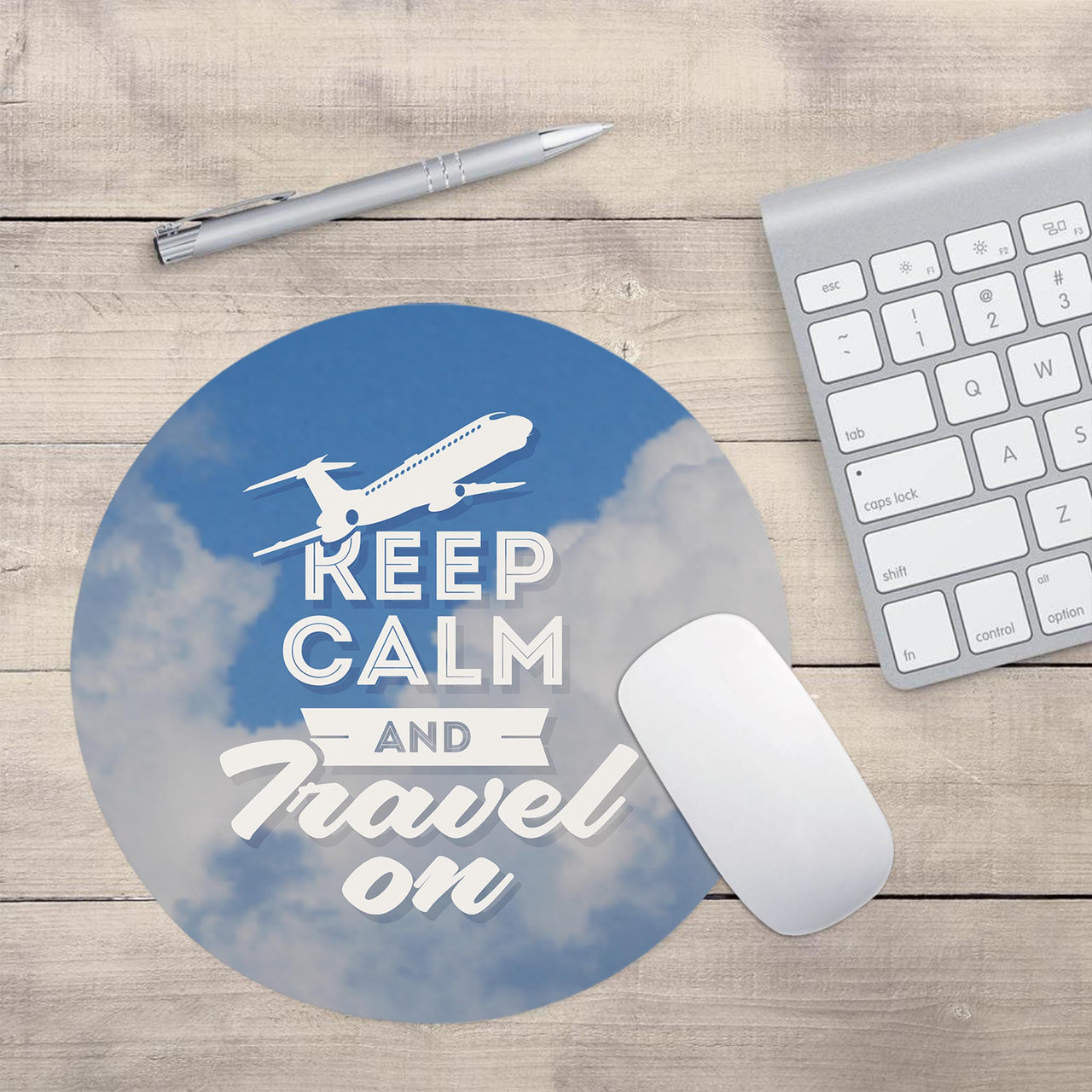 Keep Calm and Travel On Designed Mouse Pads