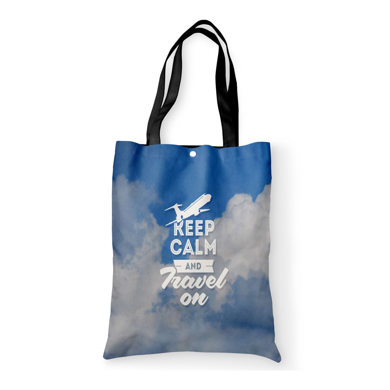 Keep Calm and Travel On Designed Tote Bags
