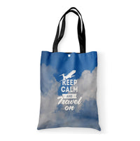 Thumbnail for Keep Calm and Travel On Designed Tote Bags
