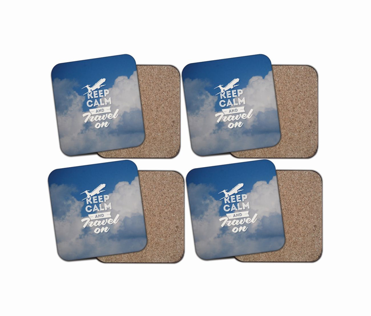 Keep Calm and Travel On Designed Coasters