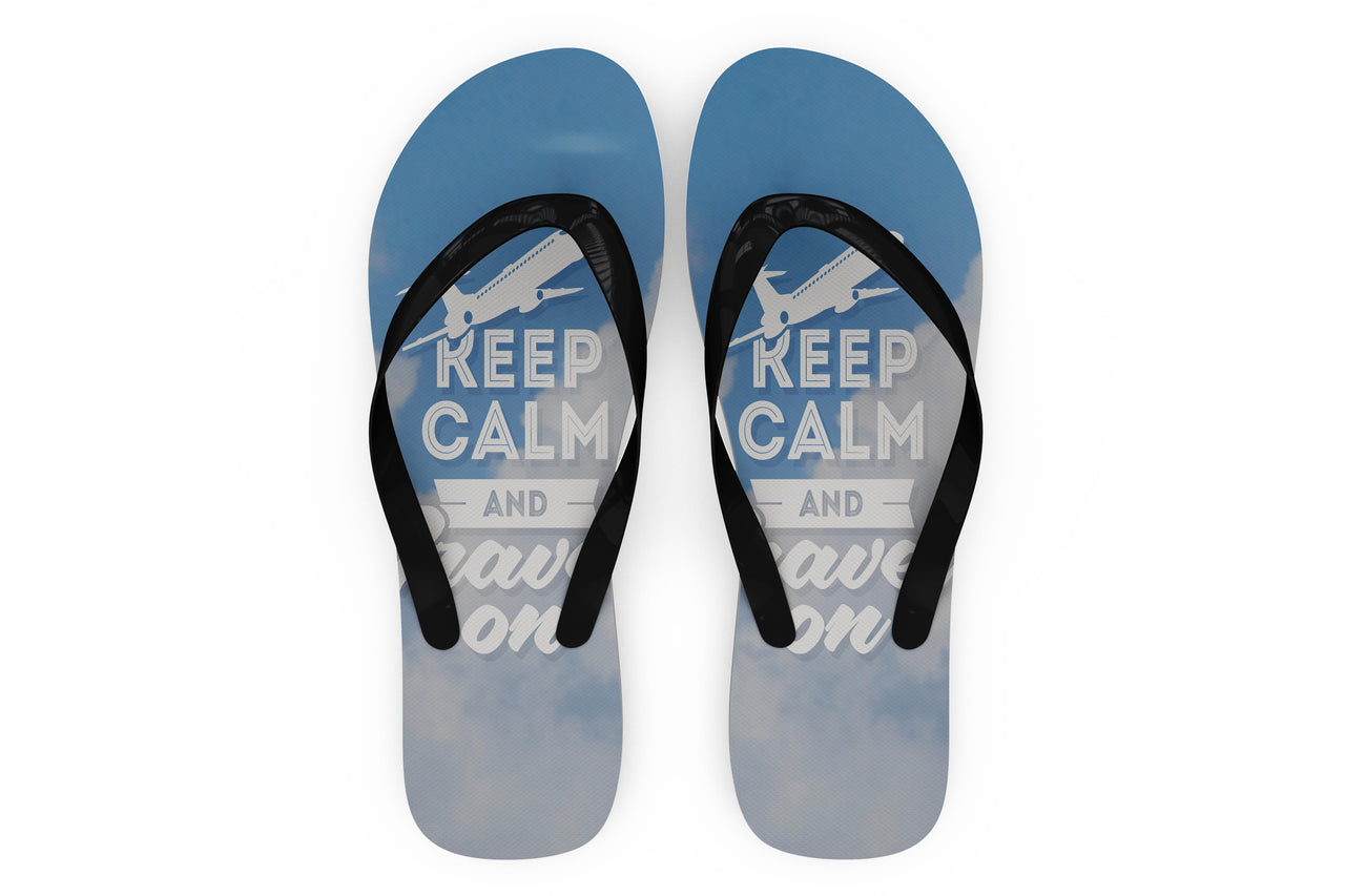 Keep Calm and Travel On Designed Slippers (Flip Flops)