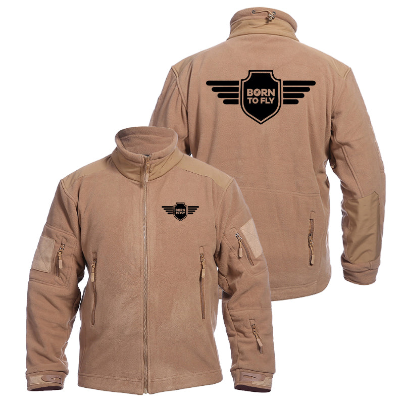 Born To Fly & Badge Designed Fleece Military Jackets (Customizable)