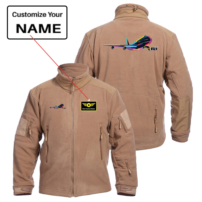 Multicolor Airplane Designed Fleece Military Jackets (Customizable)