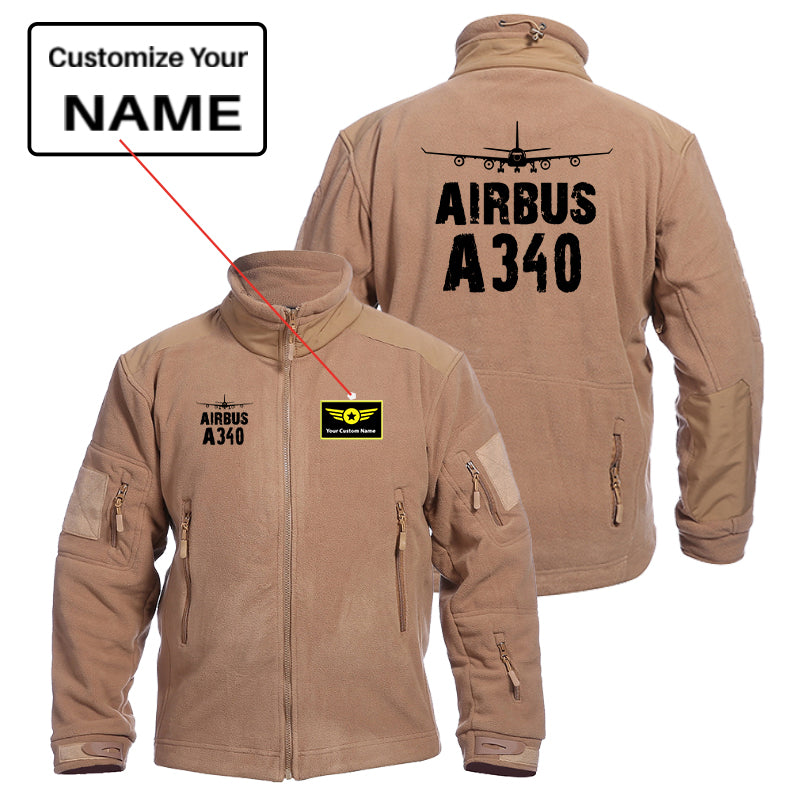 Airbus A340 & Plane Designed Fleece Military Jackets (Customizable)