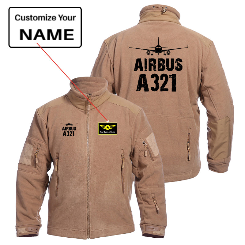 Airbus A321 & Plane Designed Fleece Military Jackets (Customizable)
