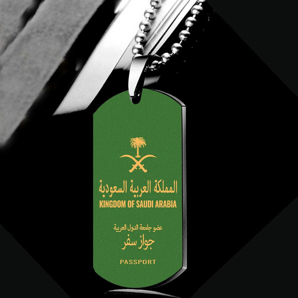 Kindgom Of Saudi Arabia Passport Designed Metal Necklaces