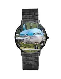 Thumbnail for Face to Face with Korean Airways Boeing 777 Stainless Steel Strap Watches Aviation Shop Black & Stainless Steel Strap 