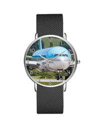 Thumbnail for Face to Face with Korean Airways Boeing 777 Stainless Steel Strap Watches Aviation Shop Silver & Black Stainless Steel Strap 