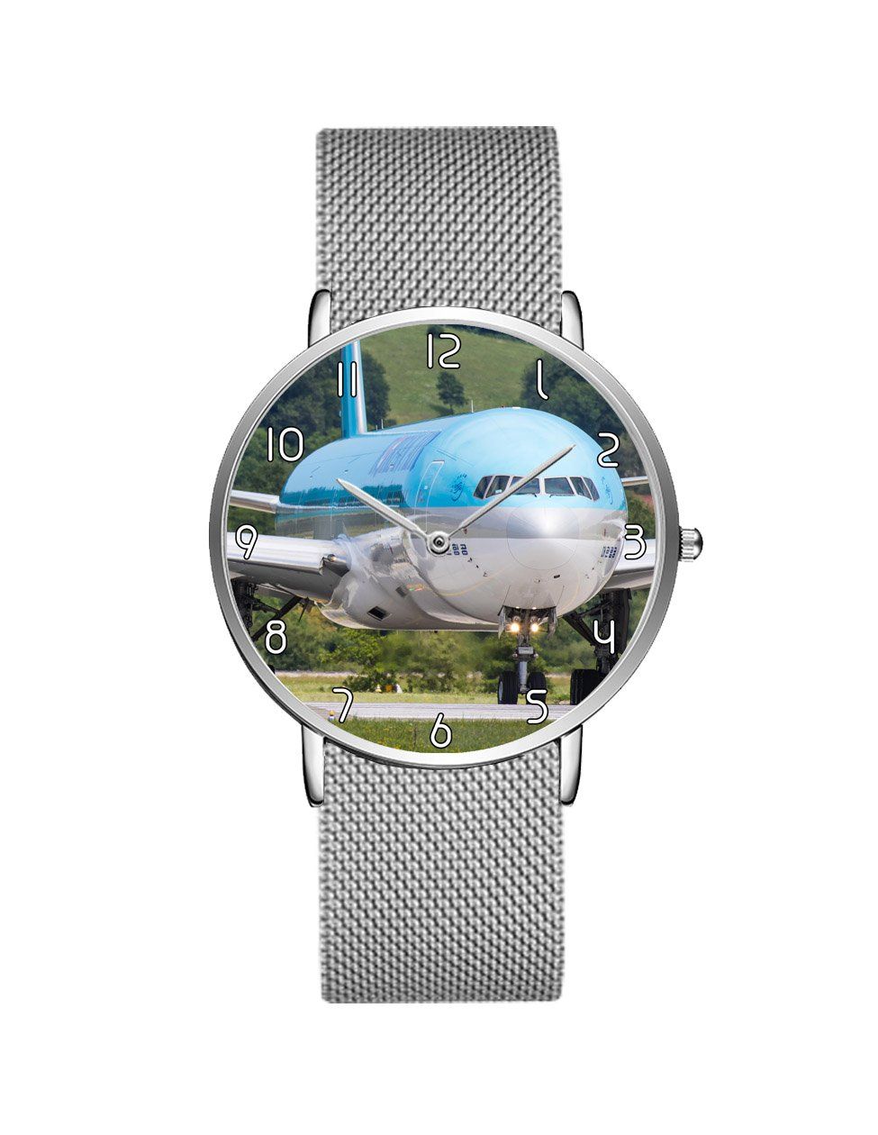 Face to Face with Korean Airways Boeing 777 Stainless Steel Strap Watches Aviation Shop Silver & Silver Stainless Steel Strap 