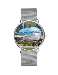 Thumbnail for Face to Face with Korean Airways Boeing 777 Stainless Steel Strap Watches Aviation Shop Silver & Silver Stainless Steel Strap 