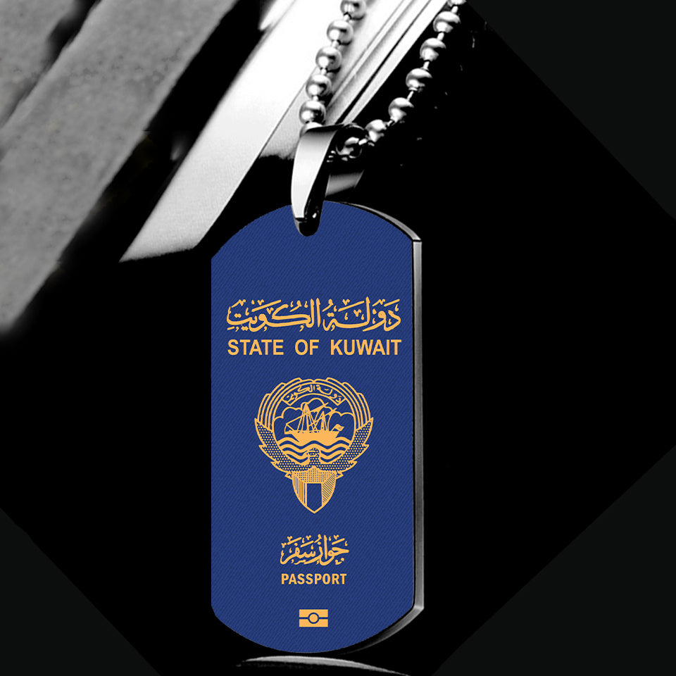 Kuwait Passport Designed Metal Necklaces