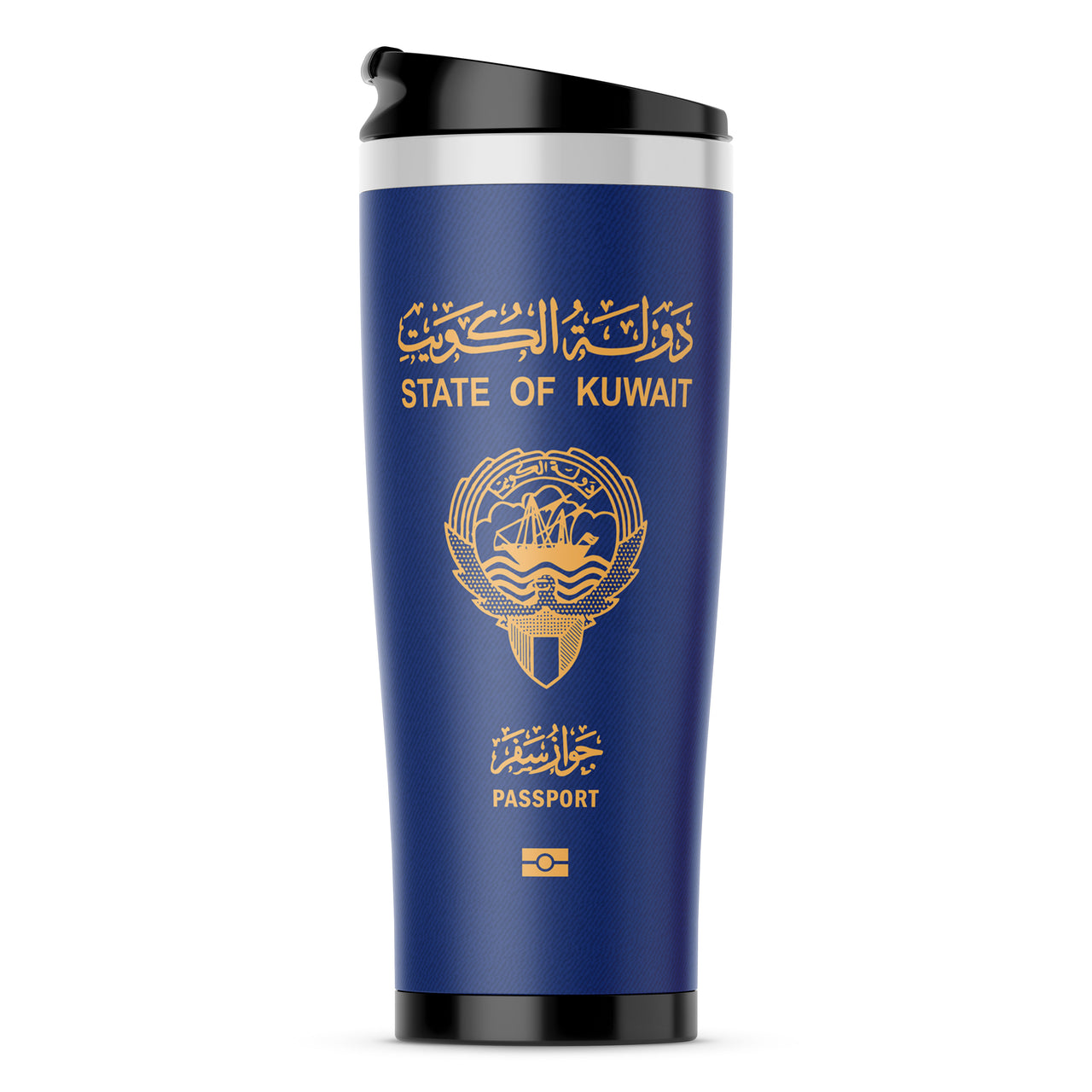 Kuwait Passport Designed Stainless Steel Travel Mugs