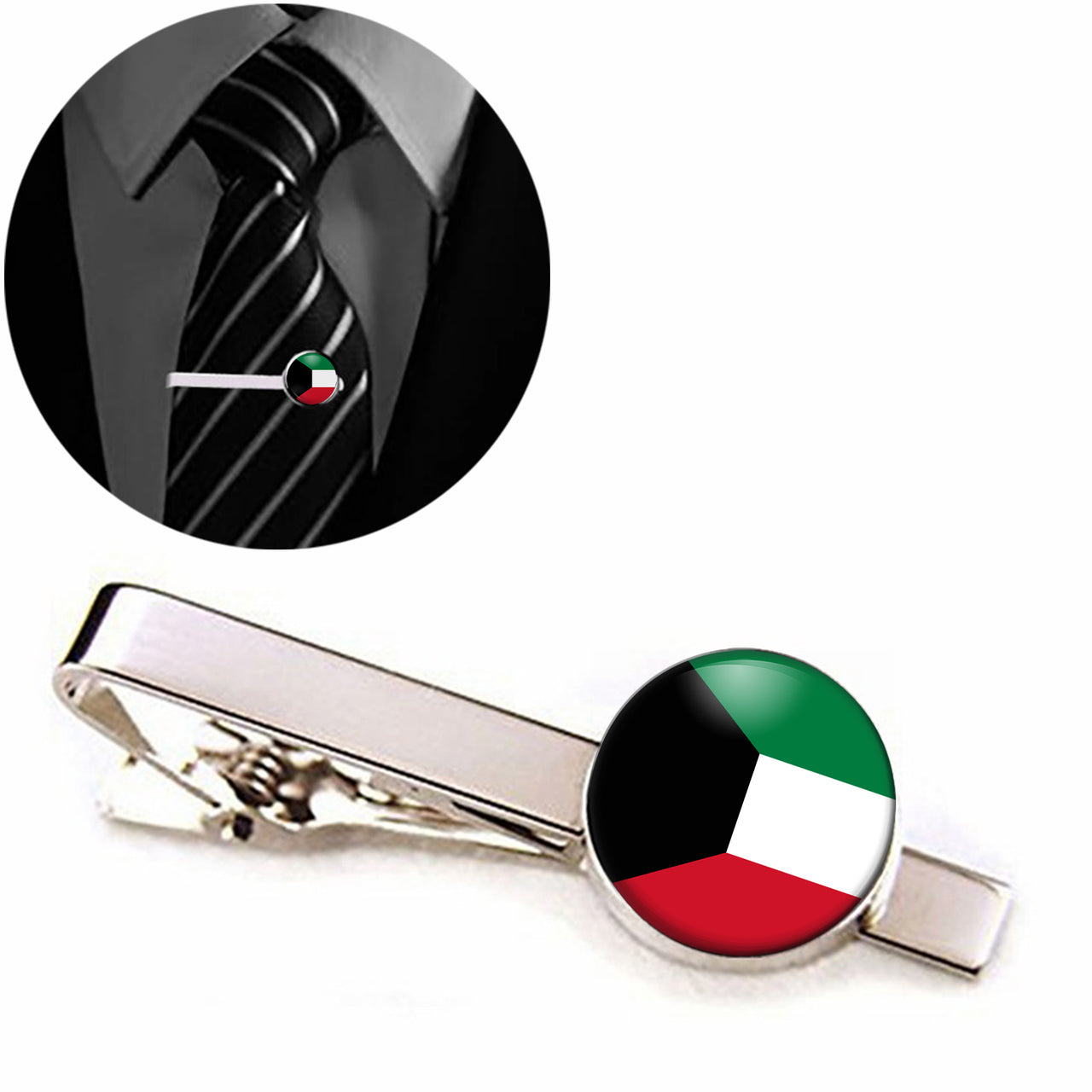 Kuwait Flag Designed Tie Clips