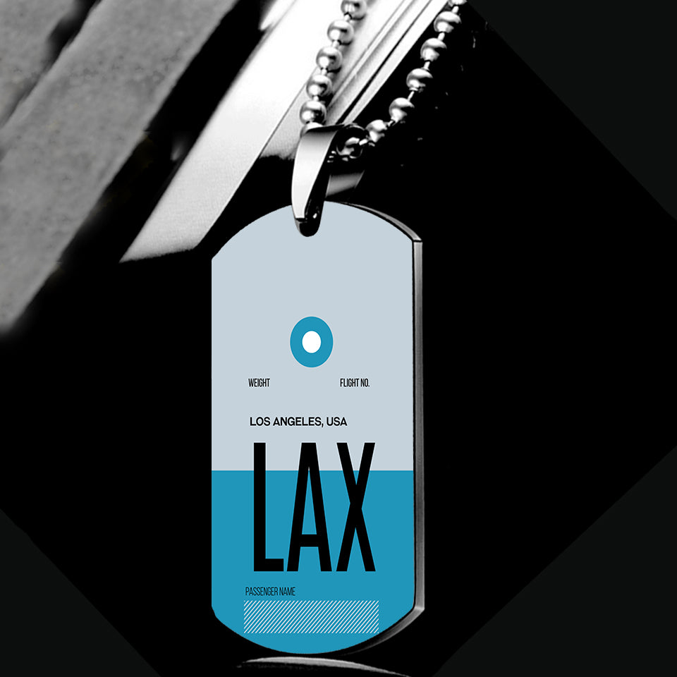 LAX - Los Angles Airport Tag Designed Metal Necklaces