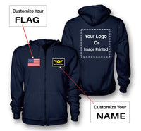 Thumbnail for Custom Name & Flag & Logo Designed Zipped Hoodies