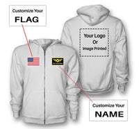 Thumbnail for Custom Name & Flag & Logo Designed Zipped Hoodies
