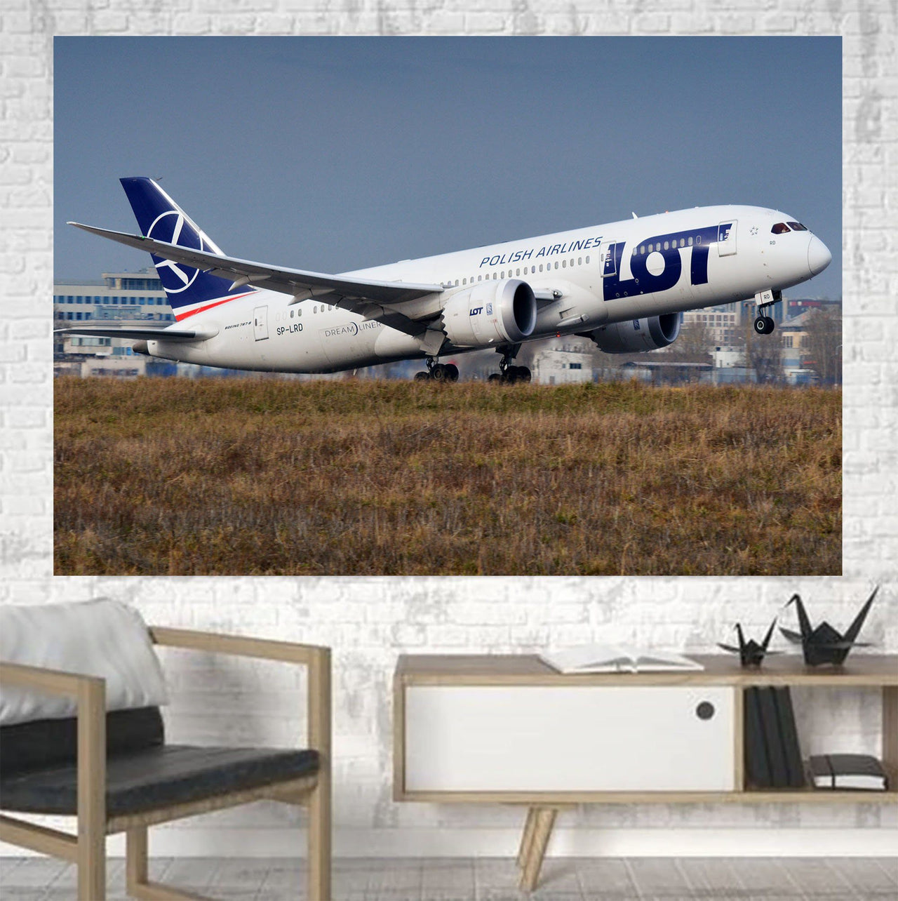 LOT Polish Airlines Boeing 787 Printed Canvas Posters (1 Piece) Aviation Shop 