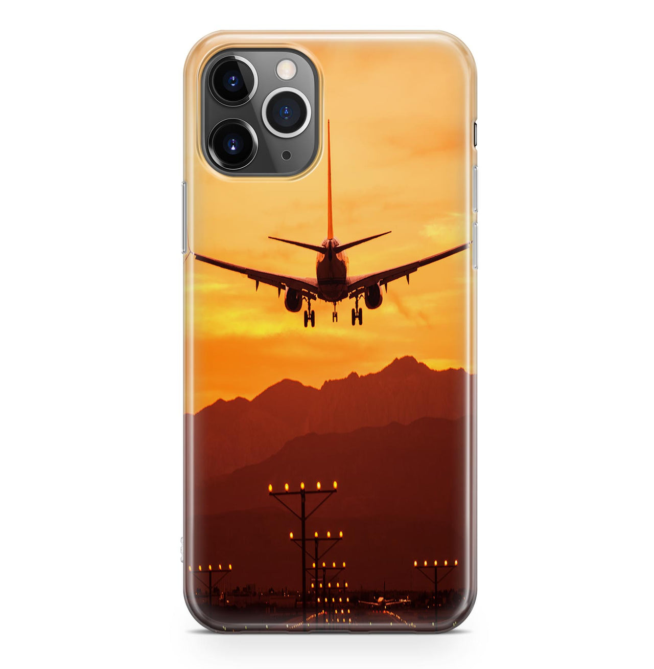 Landing Aircraft During Sunset Designed iPhone Cases