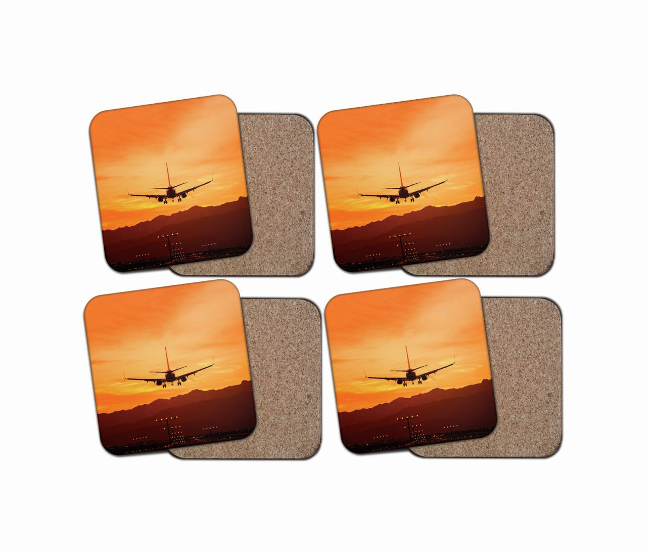 Landing Aircraft During Sunset Designed Coasters