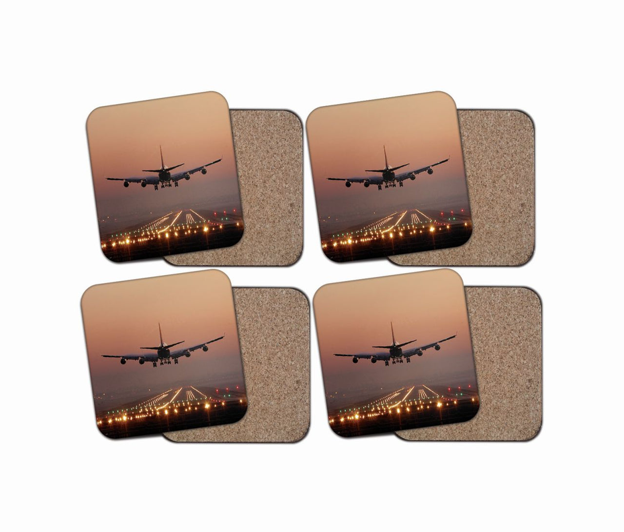 Landing Boeing 747 During Sunset Designed Coasters