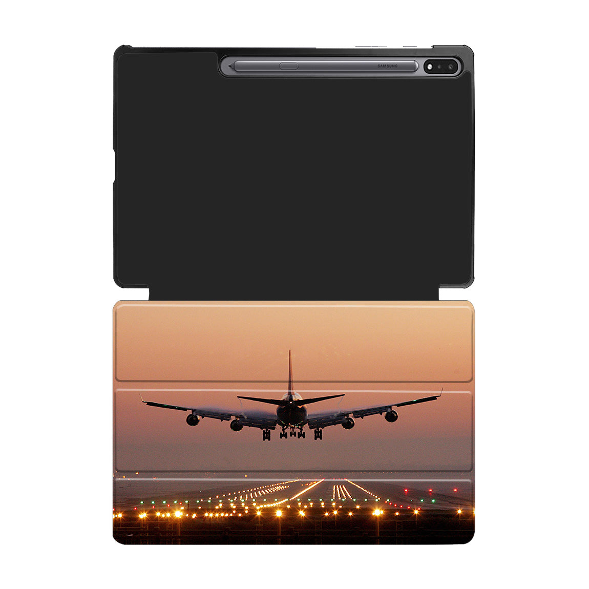 Landing Boeing 747 During Sunset Designed Samsung Tablet Cases
