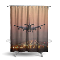 Thumbnail for Landing Boeing 747 During Sunset Designed Shower Curtains