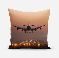 Thumbnail for Landing Boeing 747 During Sunset Designed Pillows