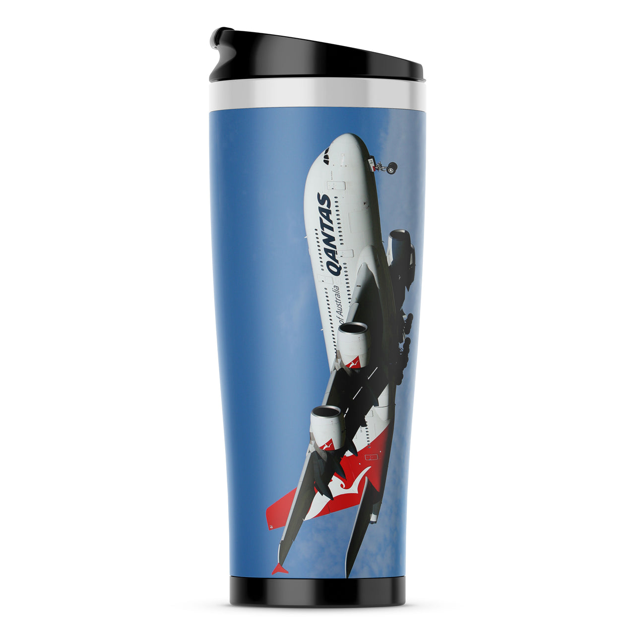 Landing Qantas A380 Designed Travel Mugs
