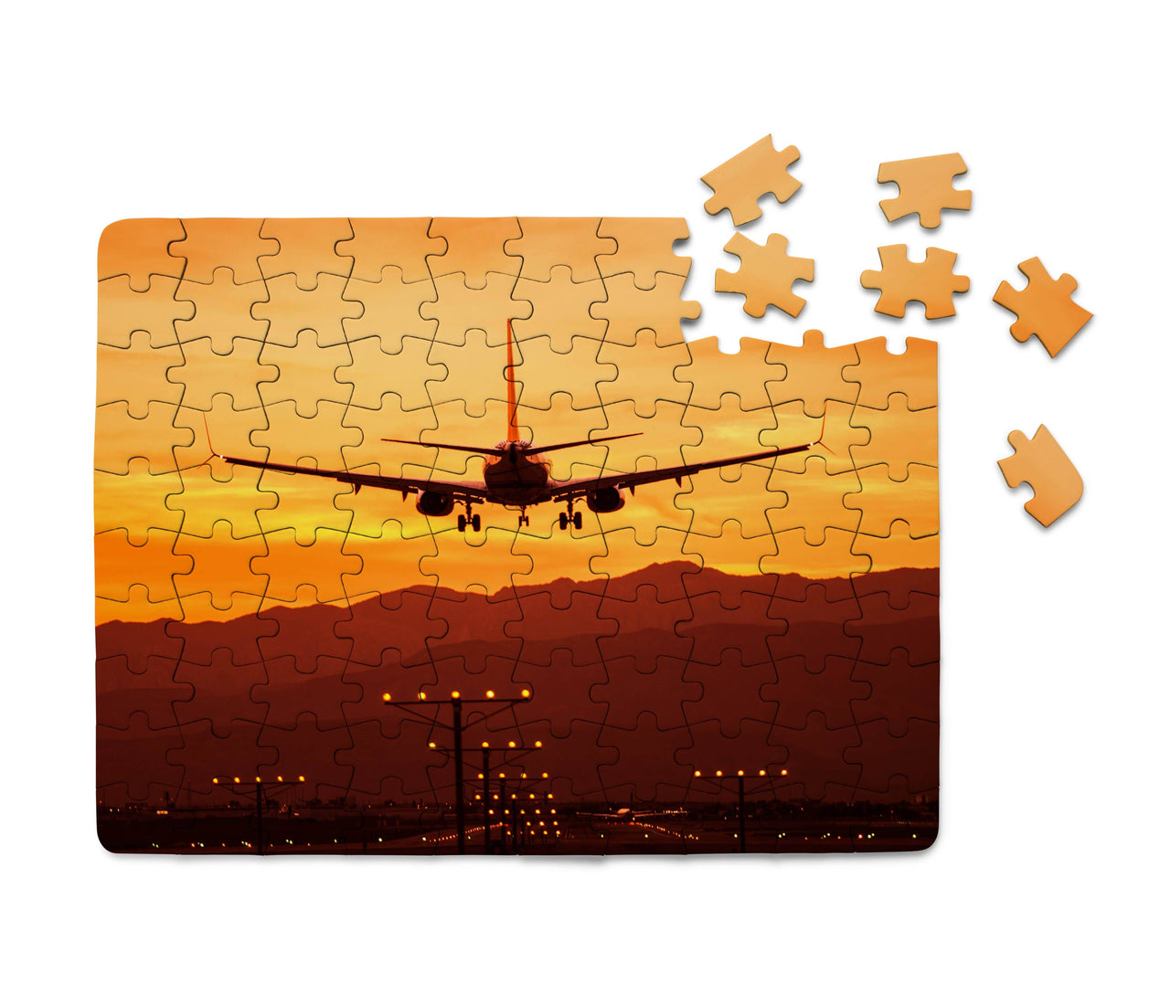 Landing Aircraft During Sunset Printed Puzzles Aviation Shop 