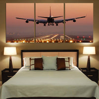 Thumbnail for Landing Boeing 747 During Sunset Printed Canvas Posters (3 Pieces) Aviation Shop 