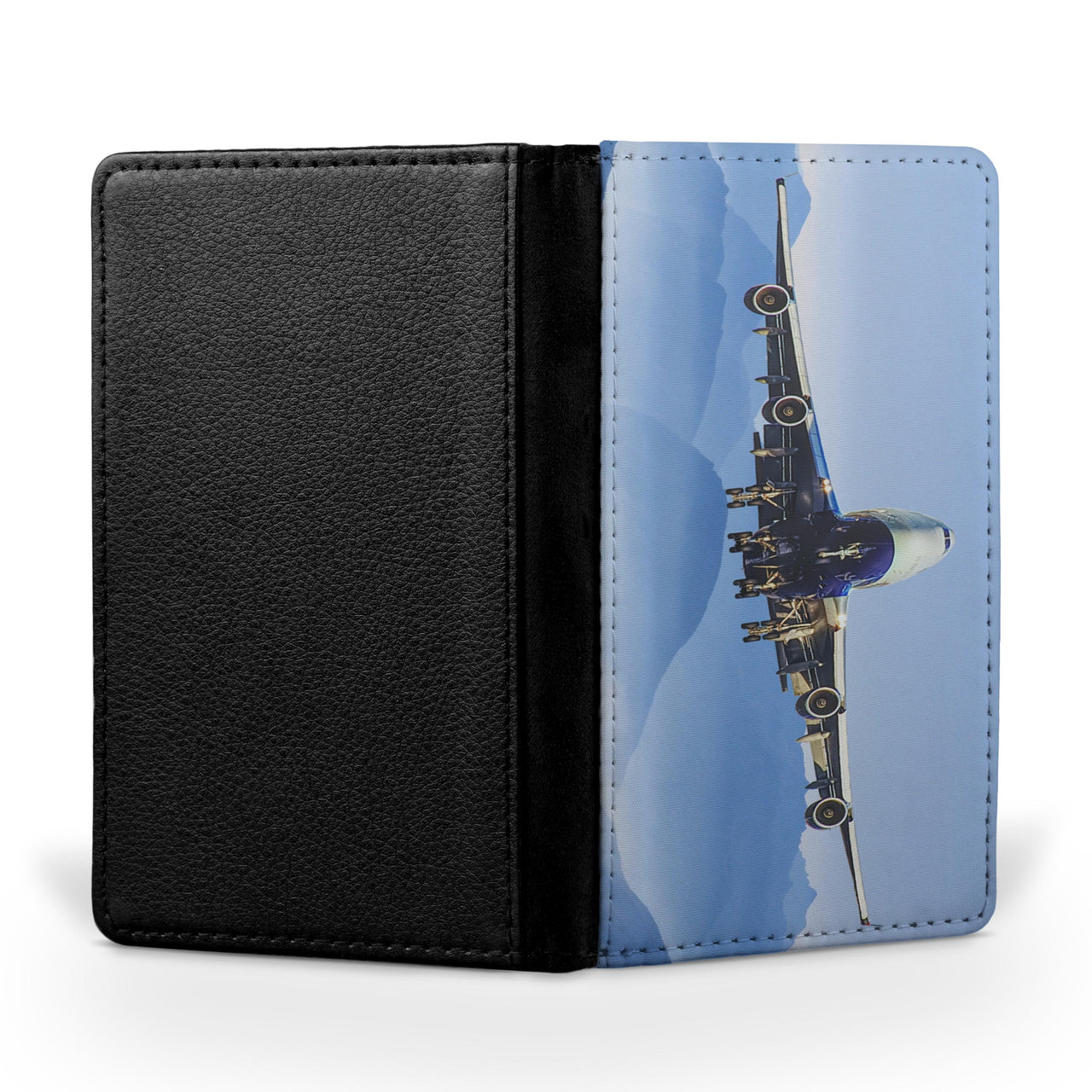 Landing Boeing 747 From Front Printed Passport & Travel Cases
