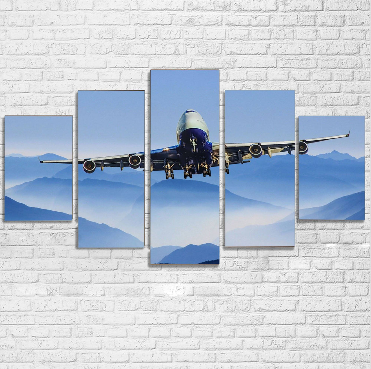 Landing Boeing 747 From Front Printed Multiple Canvas Poster Aviation Shop 