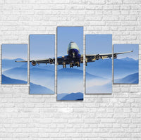 Thumbnail for Landing Boeing 747 From Front Printed Multiple Canvas Poster Aviation Shop 