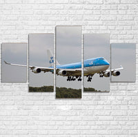 Thumbnail for Landing KLM's Boeing 747 Printed Multiple Canvas Poster Aviation Shop 