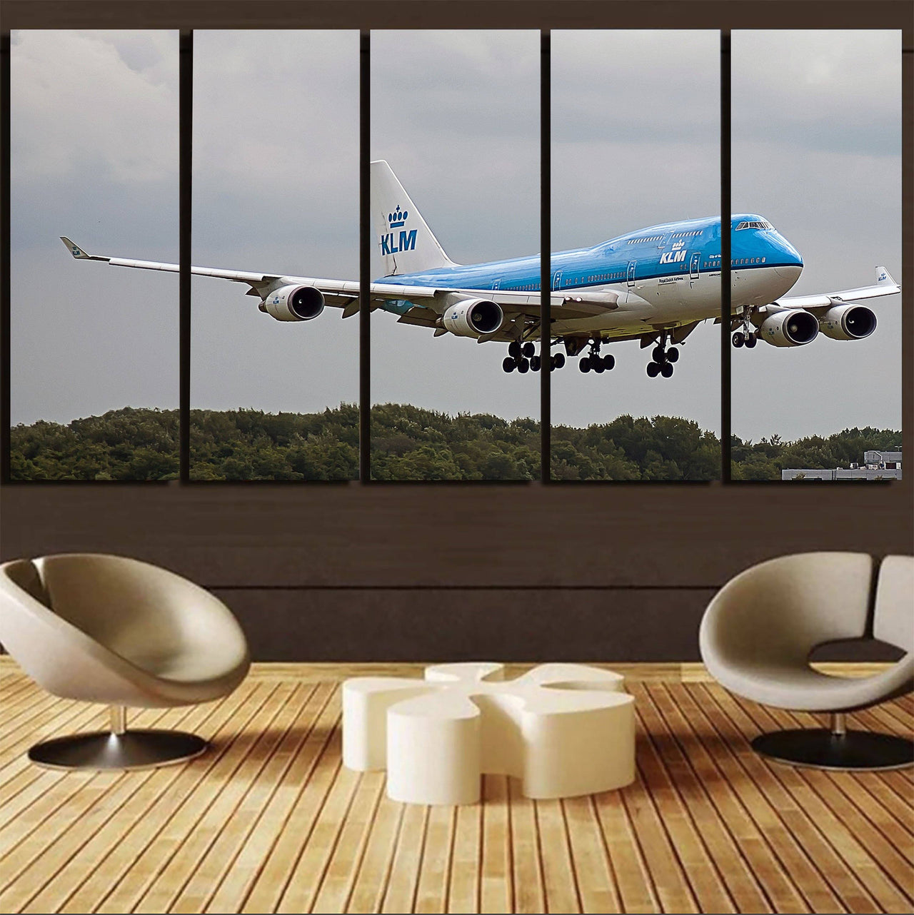 Landing KLM's Boeing 747 Printed Canvas Prints (5 Pieces) Aviation Shop 