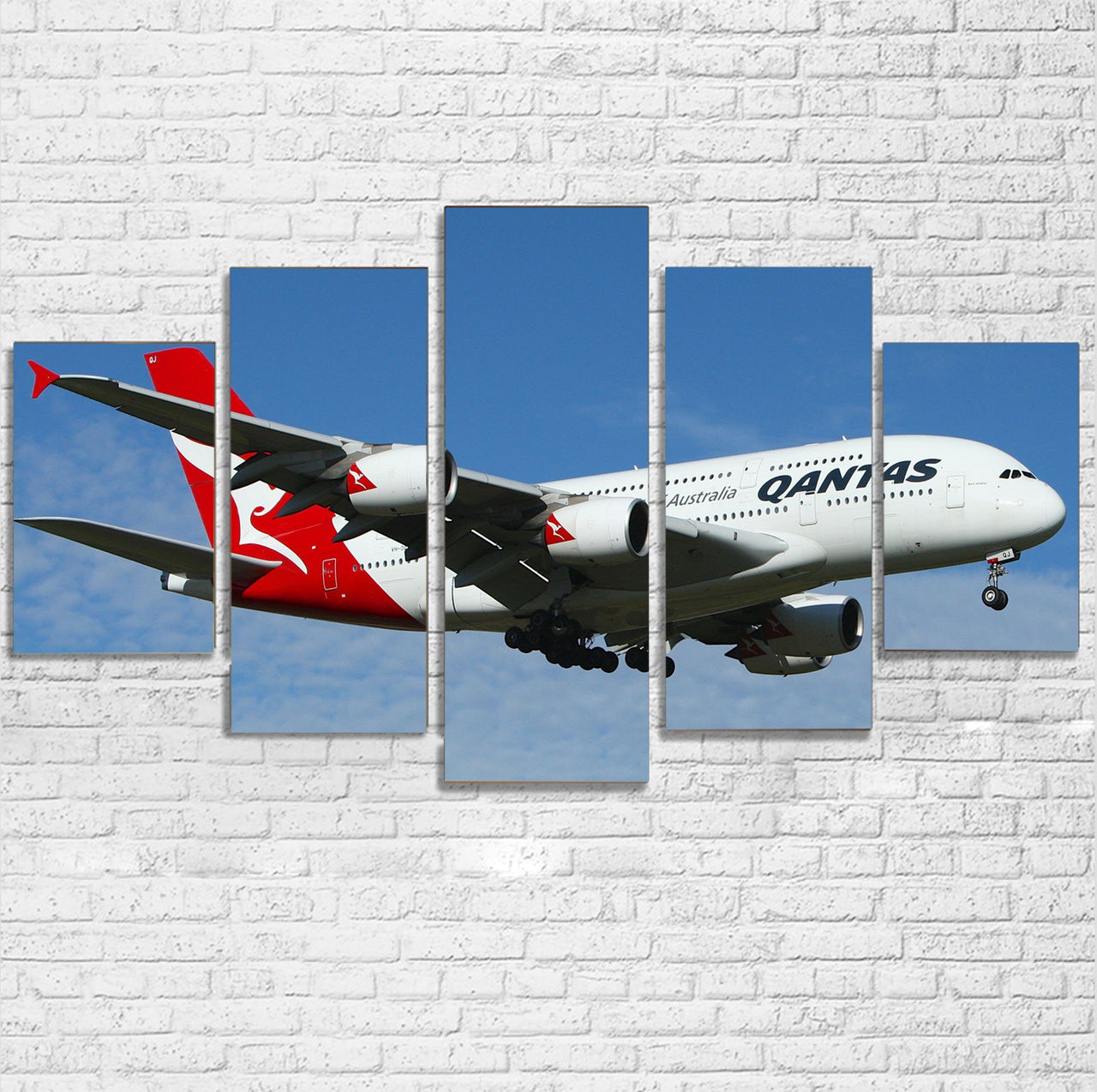 Landing Qantas A380 Printed Multiple Canvas Poster Aviation Shop 