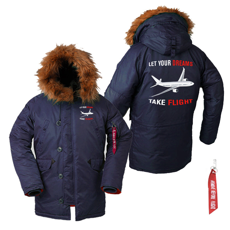 Let Your Dreams Take Flight Designed Parka Bomber Jackets